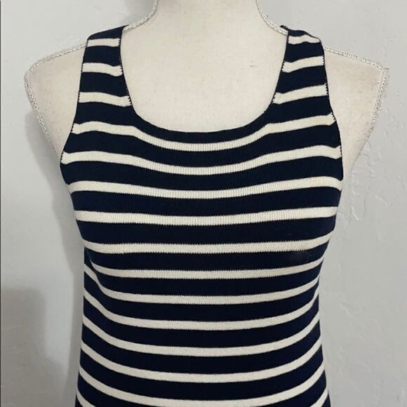 DKNY Navy White Striped Knit Sleeveless Dress SMALL - Picture 6 of 12